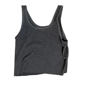 Aerie Ribbed Tank Top Cropped Everyday Casual Sleeveless Gray Large‎